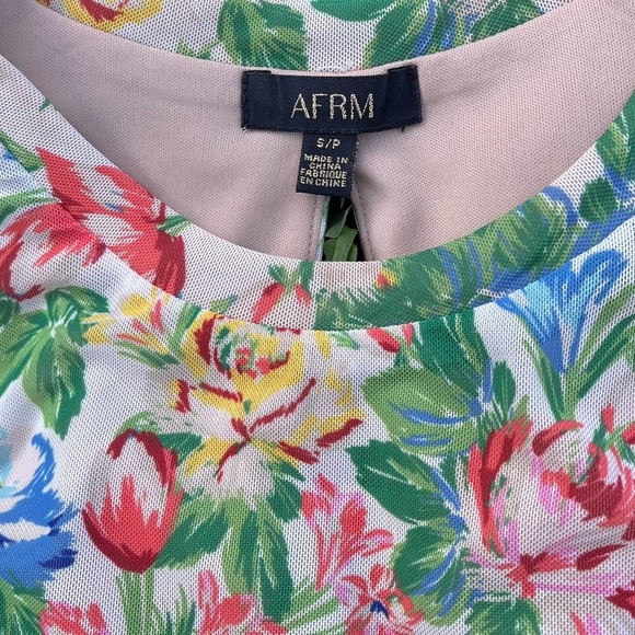 AFRM sheer Long Sleeve Floral Babydoll Dress size small Preowned spring summer - Picture 6 of 11